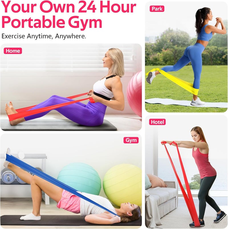 RENRANRING Resistance Bands for Working Out, Exercise Bands for Physical Therapy, Stretch, Recovery, Pilates, Rehab, Strength Training and Yoga Starter Set - Image 5